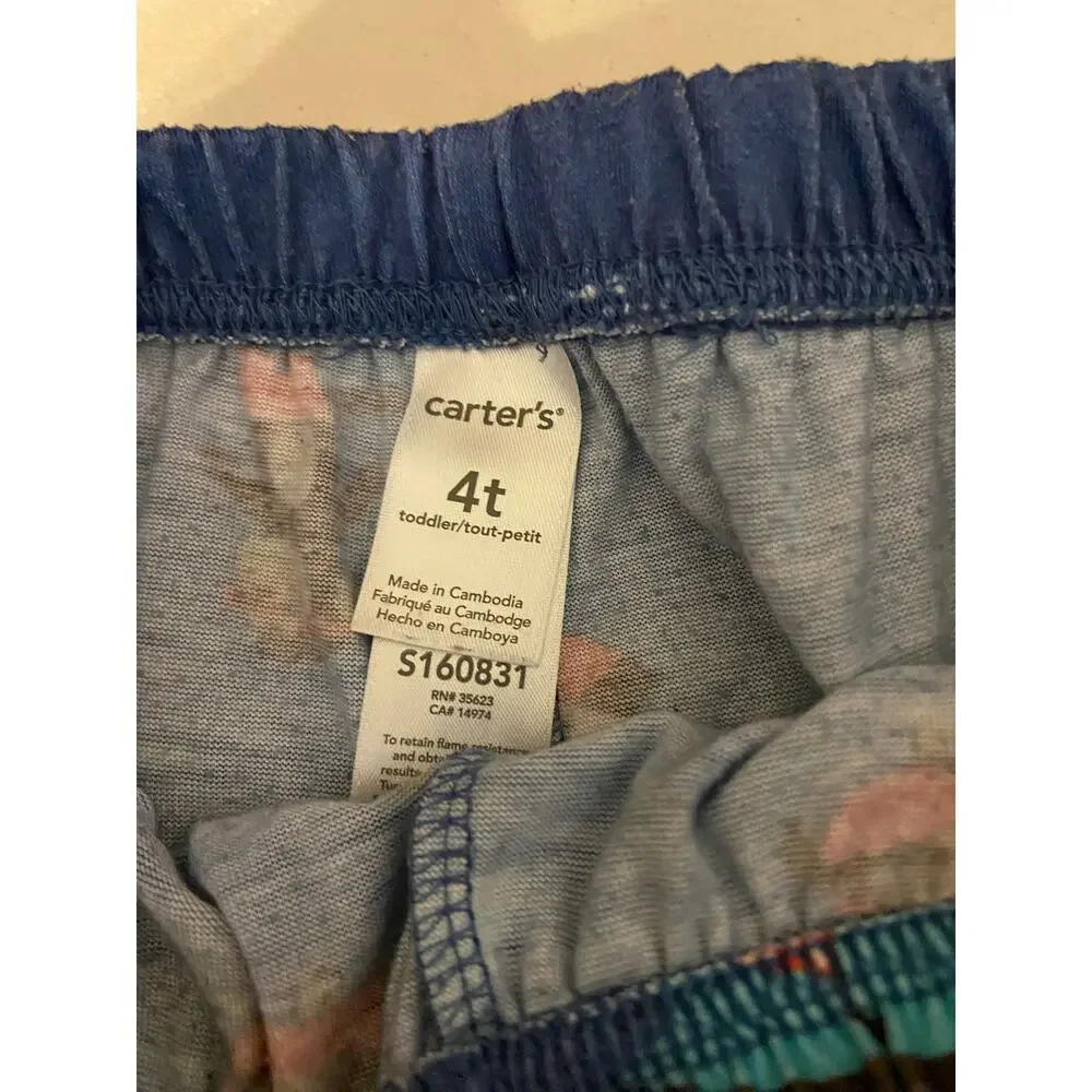 Carter's Boys Pajamas Size 4T Jet Ski Monkey‎ Short Sleeves Orange Blue